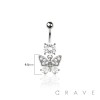 316L SURGICAL STEEL MULTI CZ BUTTERFLY BELLY BUTTON NAVEL RING 